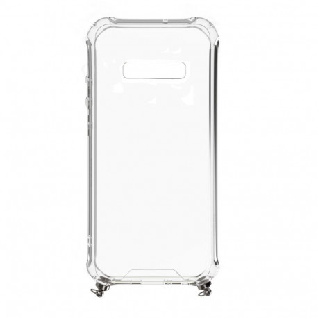 Evelatus Samsung Galaxy S10e Silicone Transparent with Necklace TPU Strap Gold