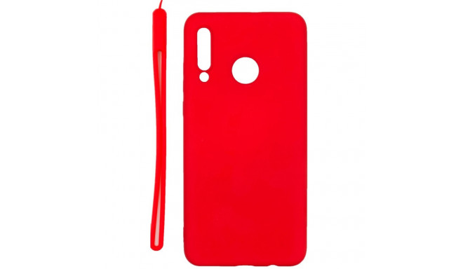 Evelatus Huawei P30 Lite Soft Touch Silicone Case with Strap Red