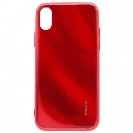 Evelatus Apple iPhone X/XS Water Ripple Full Color Electroplating Tempered Glass Case Red