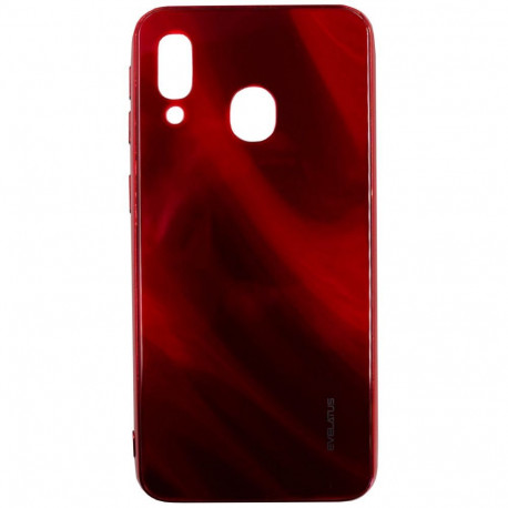 Evelatus Samsung Galaxy A40 Water Ripple Full Color Electroplating Tempered Glass Case Red