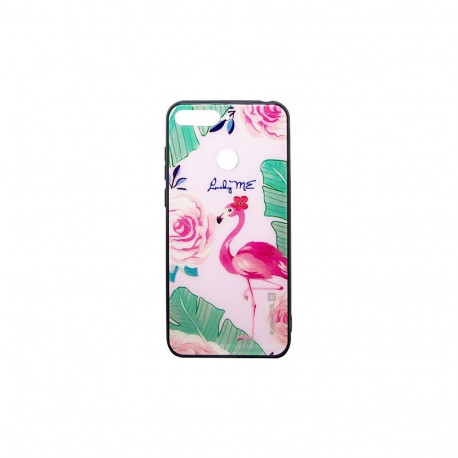 Evelatus Huawei Y6 2018 Picture Glass Case Flamingo Party