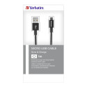 Verbatim Micro USB kaabel 100cm Sync&Charge must, roostevaba teras