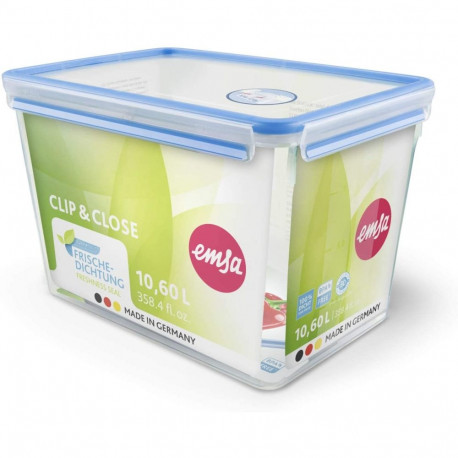 CLIP & CLOSE säilituskarp 10,6L suureformaadine, läbipaistev/sinine