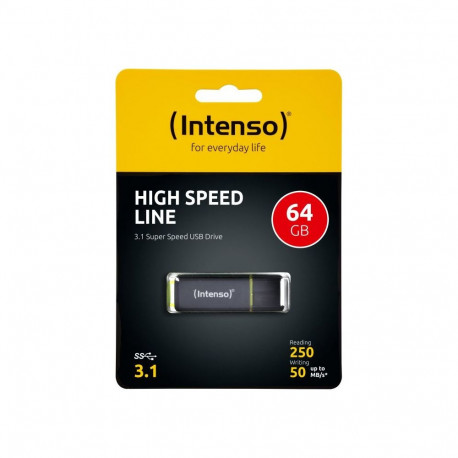 High Speed Line 64GB USB-A 3.2 Gen 2, must/kollane