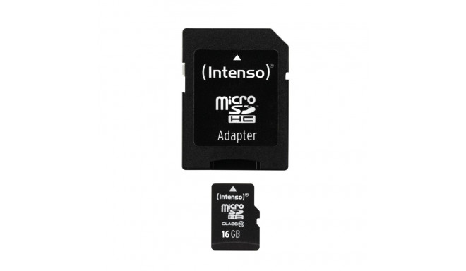 Intenso mälukaart microSDHC 16GB 20MB/s Class 10 + adapter