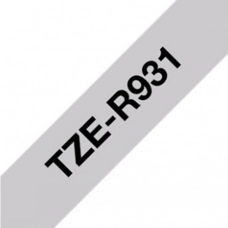 BROTHER TZER931 12MM BLACK ON SILVER RIBBON TAPE