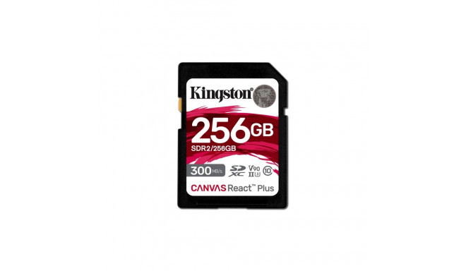 Kingston Technology 256GB Canvas React Plus SDXC UHS-II 300R/260W U3 V90 Full HD/4K/8K jaoks