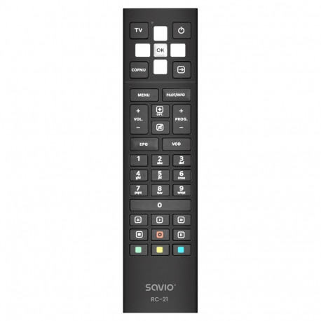 Savio RC-21 kaugjuhtimispult IR juhtmevaba TV digiboksi nuppudega