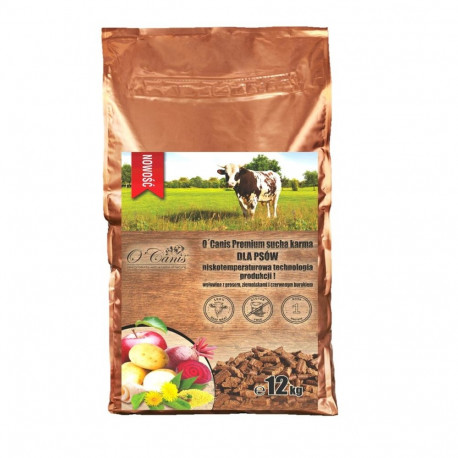 O'CANIS premium veiseliha hirsi, kartuli ja punapeediga kuiv koeratoit 12kg