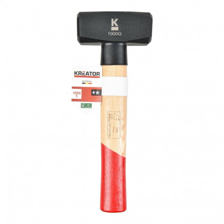 Club Hammer 1000g Wood, KREATOR, KRTH90201, Head length: 85 mm, Head width: 39 mm, Shaft length: 215