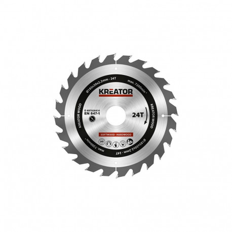 Saw blade for wood Ø185x30x2.2mm, 24 teeth Kreator