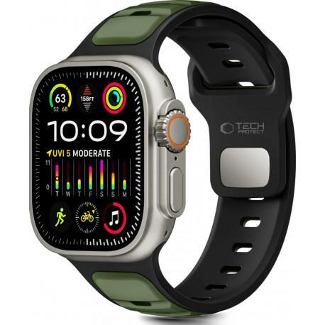 Tech-Protect kellarihm IconBand Line Apple Watch 44/45/46/49mm, must/roheline