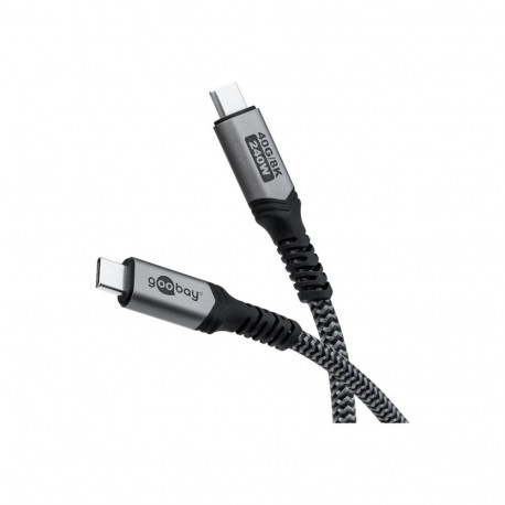 Goobay USB-C kaabel 74210 tekstiilkattega USB4 240W 40Gbit/s Power Delivery 0.5m, must/hall