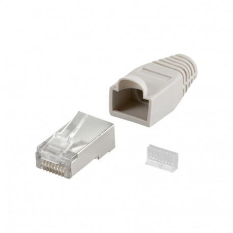 Goobay 68746 RJ45 pistik, CAT 5e STP varjestatud pingeleevendusega, hall | ümarale kaablile Threader