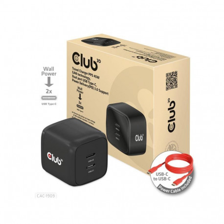 MOBILE CHARGER WALL USB-C DUAL/45W CAC-1909EU CLUB3D