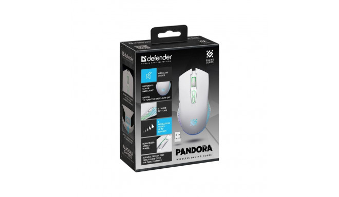 Wireless Mouse - Defender Pandora RF 3200 DPI 6 Buttons White