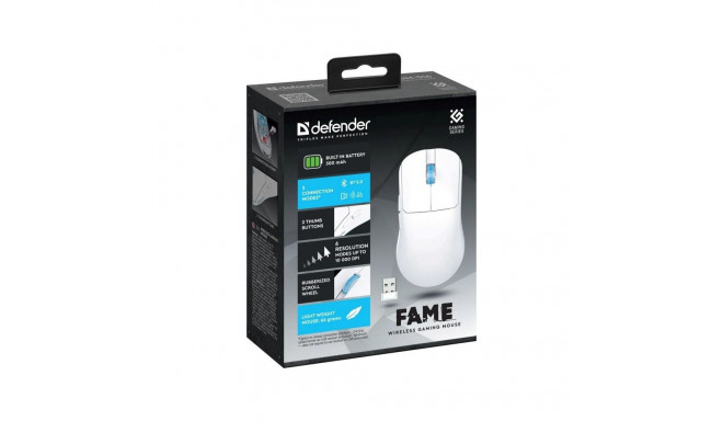 Wireless Mouse - Defender Fame GM-516 10000DPI 5 Buttons RF+BT White