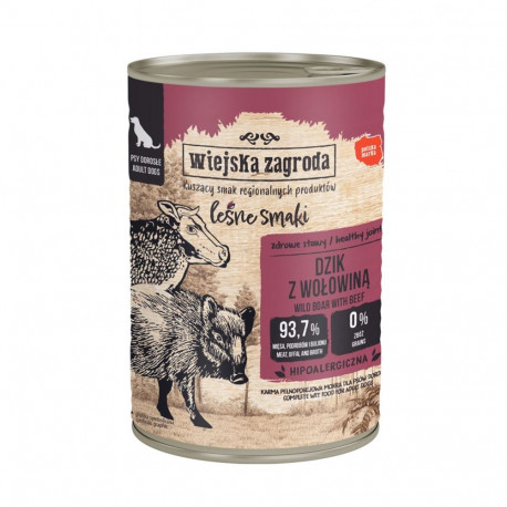 Dog Food - Wiejska Zagroda Wild Boar & Beef 400g Protein 13% Fat 7.5%