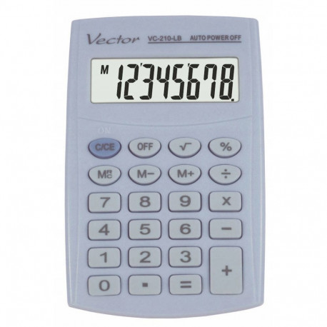 Calculator - Vector KAV VC-210 LB 8-Digit Battery Powered Light Blue
