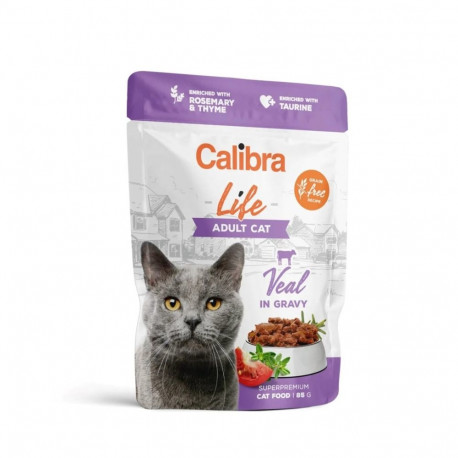 Cat Food - CALIBRA Cat Life Adult Veal in Gravy 85g Gluten-Free
