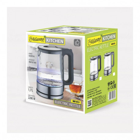 Electric Kettle - Maestro MR053 1.7L 2200W Black Transparent