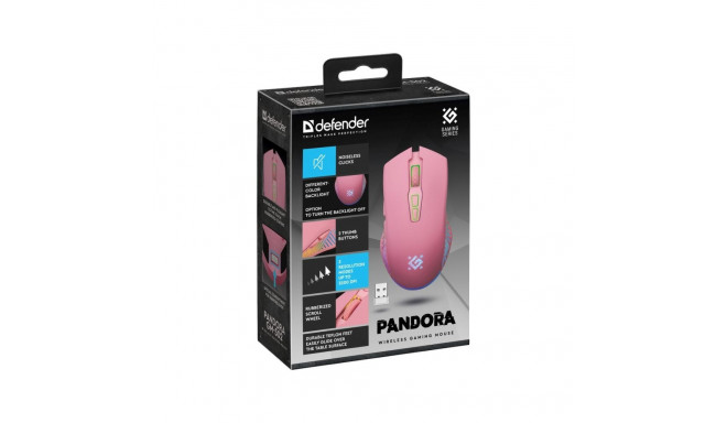 Wireless Mouse - Defender Pandora RF 3200 DPI 6 Buttons Pink