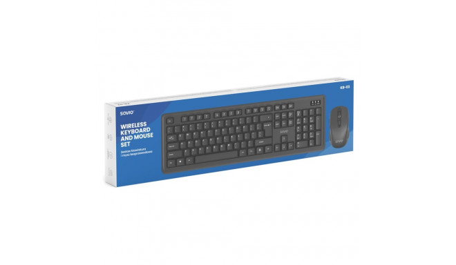 Keyboard and Mouse Set - SAVIO KB-03 Wireless USB QWERTY Full-size Black