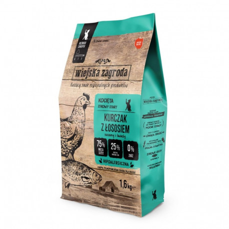 Cat Food - WIEJSKA ZAGRODA Chicken with Salmon Dry Food 1.6kg