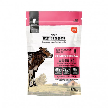 Cat Food - WIEJSKA ZAGRODA Monoprotein Beef 43% Protein 800g