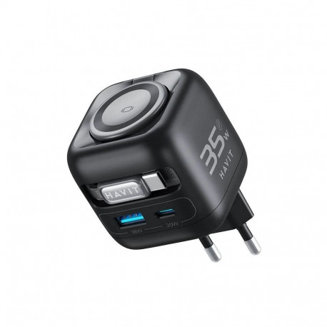 Charger - Havit UC250 A-EU 35W GaN Travel with 0.7m Cable Black