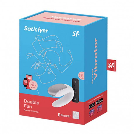 Satisfyer paarivibraator Double Fun Bluetooth App, valge