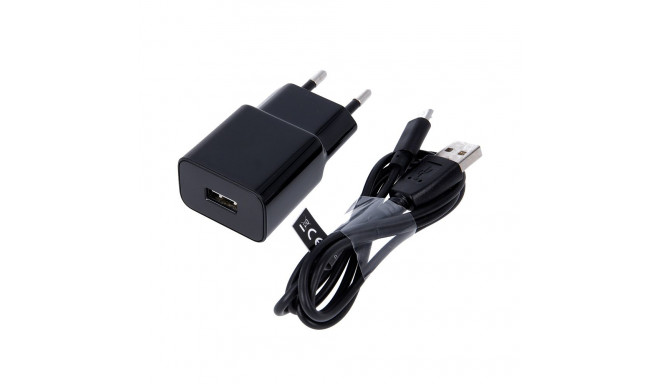 Maxlife MXTC-01 charger 1x USB 2.1A black + microUSB cable