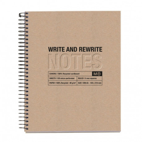 Kaustik A5 120l joon spiraal 4-värvi register, kartong kaaned Graft Miquelrius