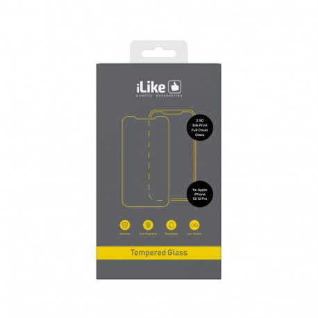 iLike kaitseklaas Apple iPhone 12/12 Pro 2.5D Silk Print Full Cover Glass