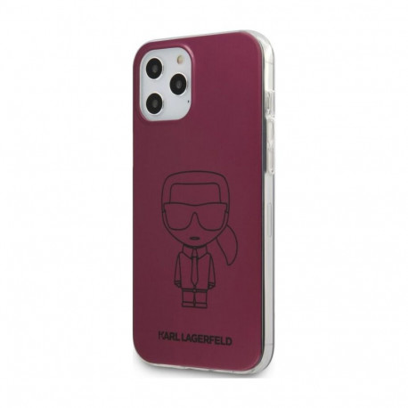 Karl Lagerfeld Apple iPhone 12/12 Pro 6.1'' PC/TPU Metallic Iconic Outline Cover Dark Pink