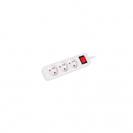 Lanberg Cable Power Strip 3M 3X French Outlets with Switch, Quality-Grade Copper | PS1-03E-0300-W