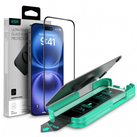 ESR ESR Armorite Tempered Glass for iPhone 16 with Applicator - with Black Frame