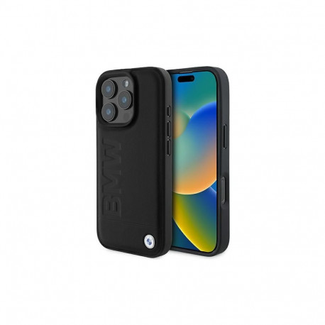 BMW BMW Leather Hot Stamp iPhone 16 Pro Max Case - Black