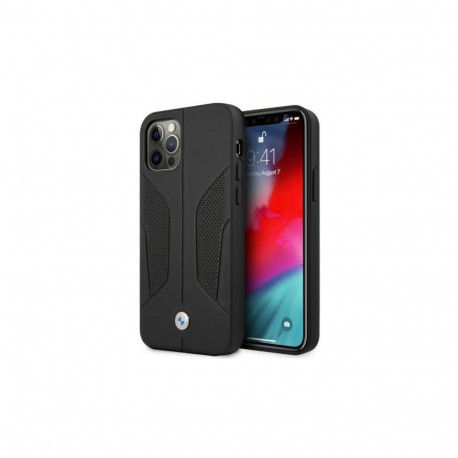 BMW BMW Leather Perforated Sides Case for iPhone 12 / iPhone 12 Pro - Black