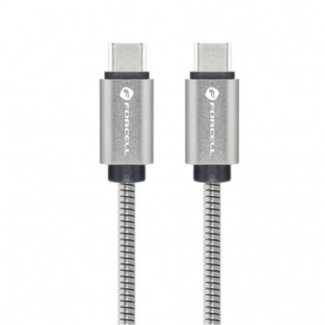 Forcell Cable USB C to USB C Forcell F-Energy QC4.0 PD 5A 100W E-Mark Metal 1 m C239 silver