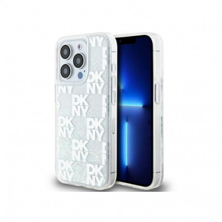 DKNY Apple iPhone 15 Pro 6.1 hardcase Liquid Glitter Multilogo White