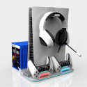 iLike DZ504 Slim Multi Dock Station for Play Station 5 PS5 Controllers with Cooling fas & RGB Black