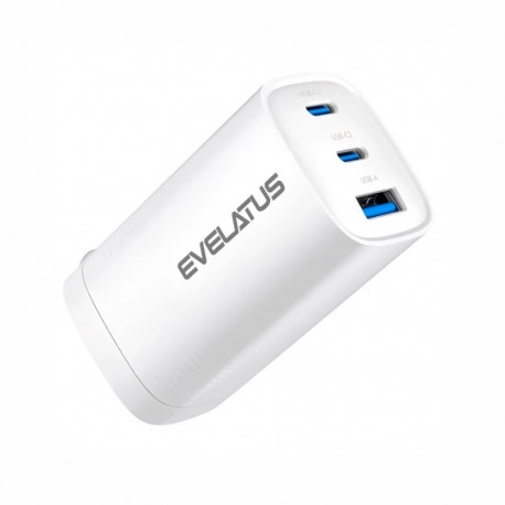 Evelatus 65W Max Fast Charger CN USB-C1/USB-C1/USB-A ETC10 White