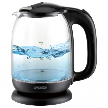 Mesko Kettle MS 1302b Electric, 2200 W, 1.7 L, Glass, 360 rotational base, Black