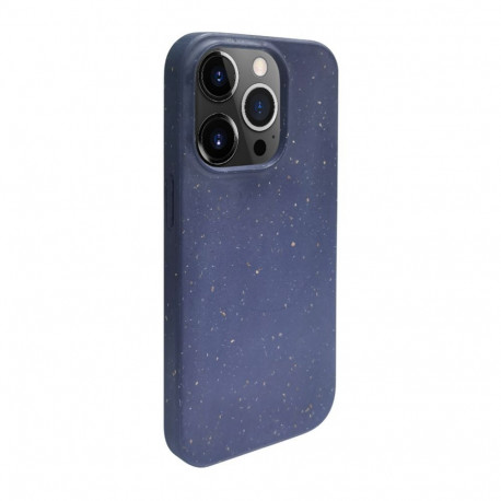 iLike Apple iPhone 14 Pro Silicone plastic case Eco Print Design Blue