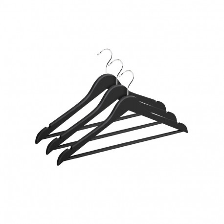 RUBBER COATED HANGER LSR013C BLACK 3PCS