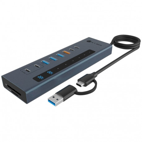 ICY BOX USB-hub IB-HUB1742CR-C2PD 11-ühes PD ja mälukaardi lugejaga