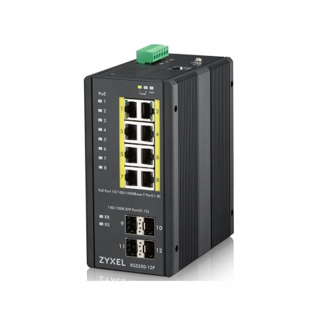 Zyxel RGS200-12P Managed L2 Gigabit Ethernet (10/100/1000) Power over Ethernet (PoE) Black