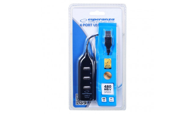 Esperanza EA116 interface hub 480 Mbit/s Black
