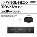 HP 320MK USB Wired Mouse Keyboard Combo - Black - US ENG